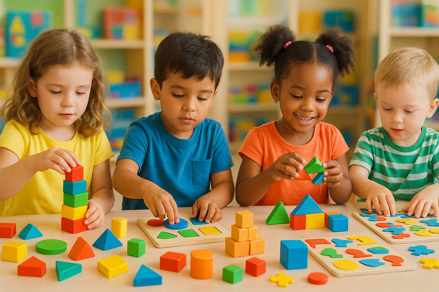 Kids learning with 3d toys